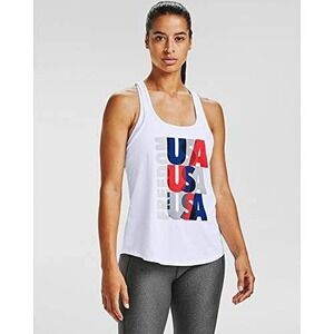 Under Armour Womens USA Freedom HeatGear Tank Top White XL Criss Cross Back
